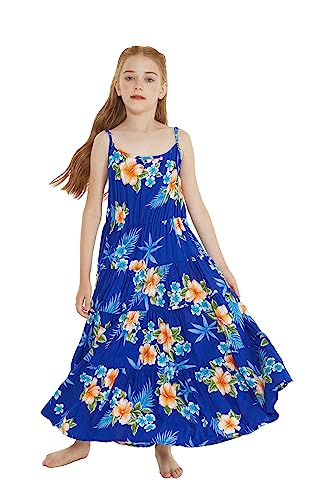 Image of Matchable Family Hawaiian Luau Men Women Girl Boy Clothes in Hibiscus Blue