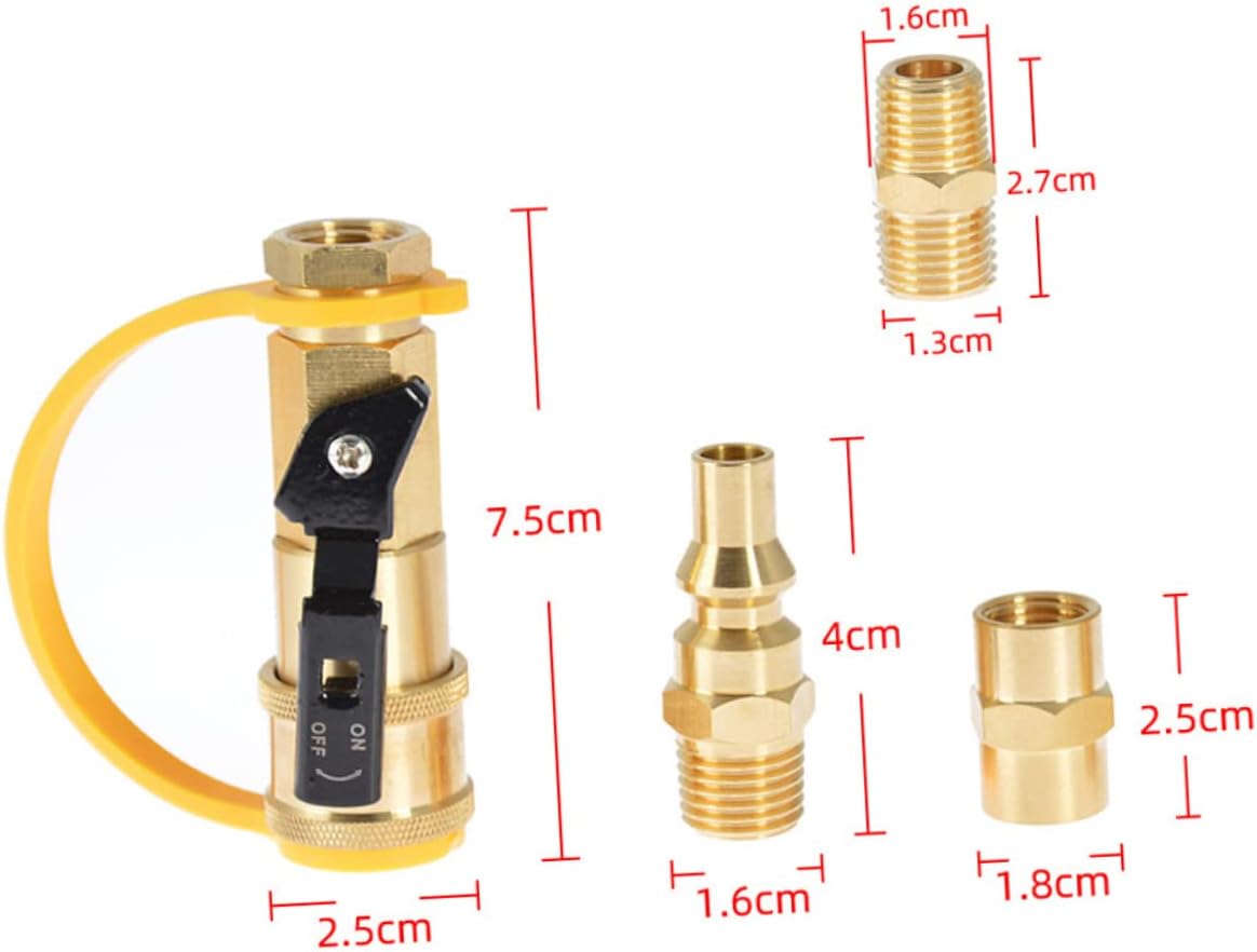 MERRYHAPY 2sets Propane Quick Connect Adapter Kit Safety Shut Off Rv Propane Couplers and Fittings and Construction for Easy Connection to Grills and Campers