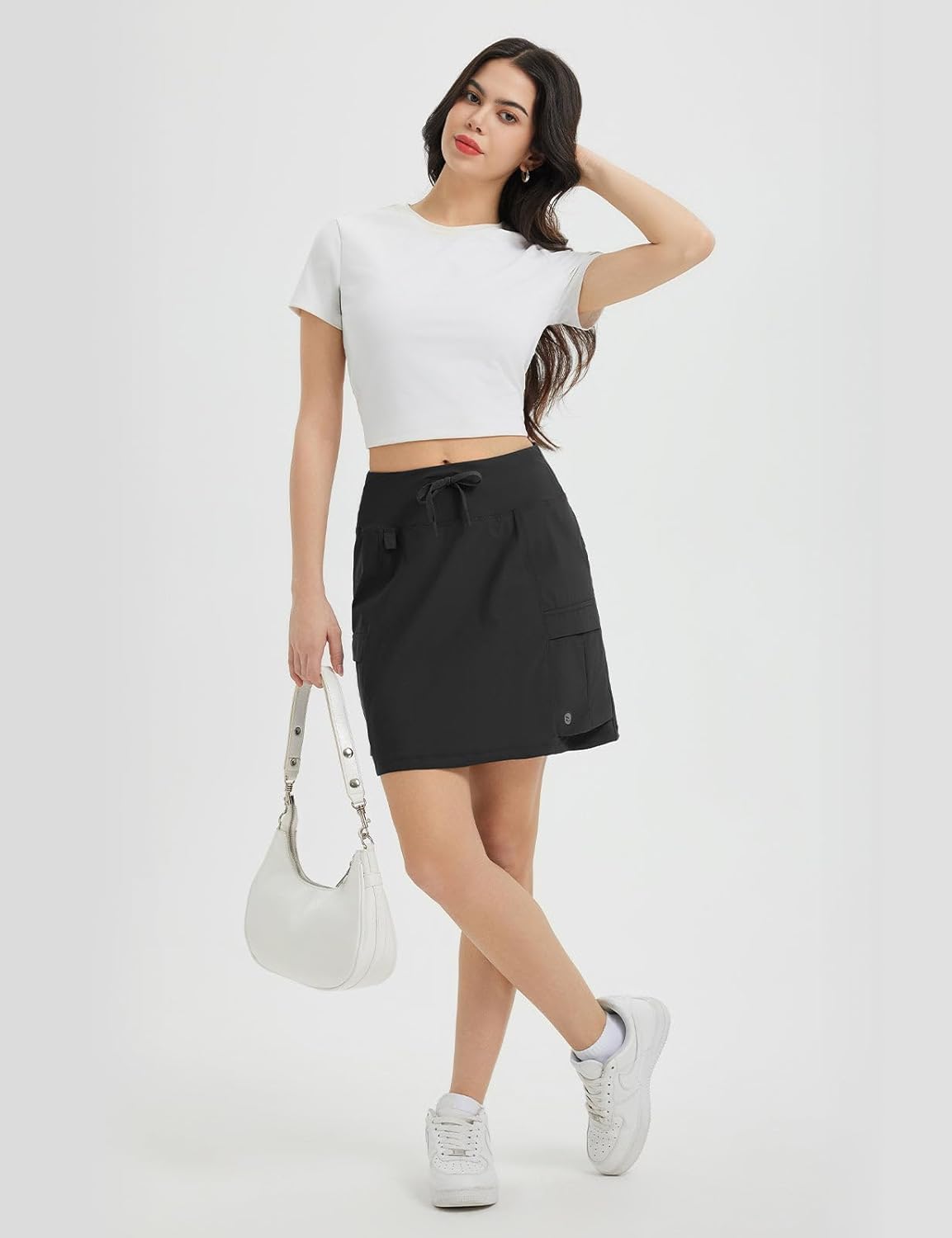 baleaf Women's 16" Hiking Cargo Skort Skirt High Waisted with Pockets Golf Workout UPF 50+ Sun Protection Quick Dry - Image 3