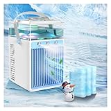 Aire Acomdiciona Portatil Mini Ventilador, Enfriador De Aire ， Climatizadores Portatiles Luz Led De 7 Colores, Humidificador. ， Mini Aire Acondicionado Adecuado Para Familias