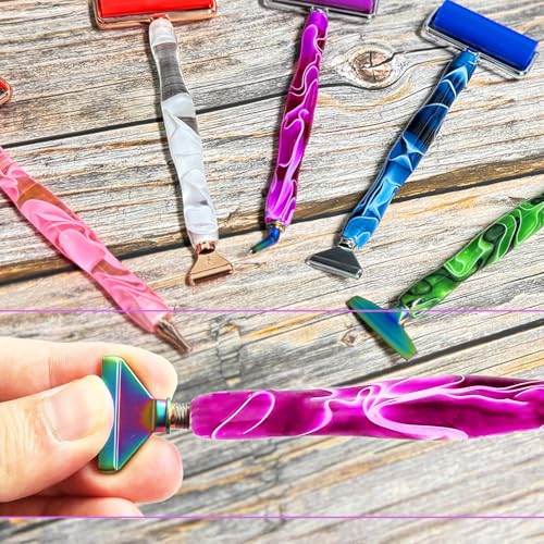 Image of Diamond Art Tools Diamond Painting Accessories Kits with Screw Metal Tip Diamond Painting Pen Drill Bead Dot Pens for Art Craft Nail No Longer Loose (Purple Pen Color 3)