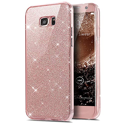 Preisvergleich Produktbild Homikon 360 Grad TPU Silikon Hülle Bling Glänzend Glitzer Strass Schutzhülle KomplettDurchsichtige Handyhülle Fullbody Vorne Hinten Rundum Etui Kompatibel mit Samsung Galaxy A3 2015 - Rosa