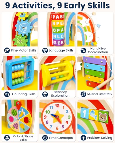9-in-1 Baby Wooden Activity Cube Toy for 1 Year Old - Image 4