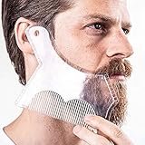 Terrysun Beard Shape, Haircut Tools, Neckline Template, Curve & Step Cut Edge Up Guide Tool, Template for Trimming, Mustache, Goatee, Neckline, Create Your Perfect Hairstyle - Clear, 1.0 Count