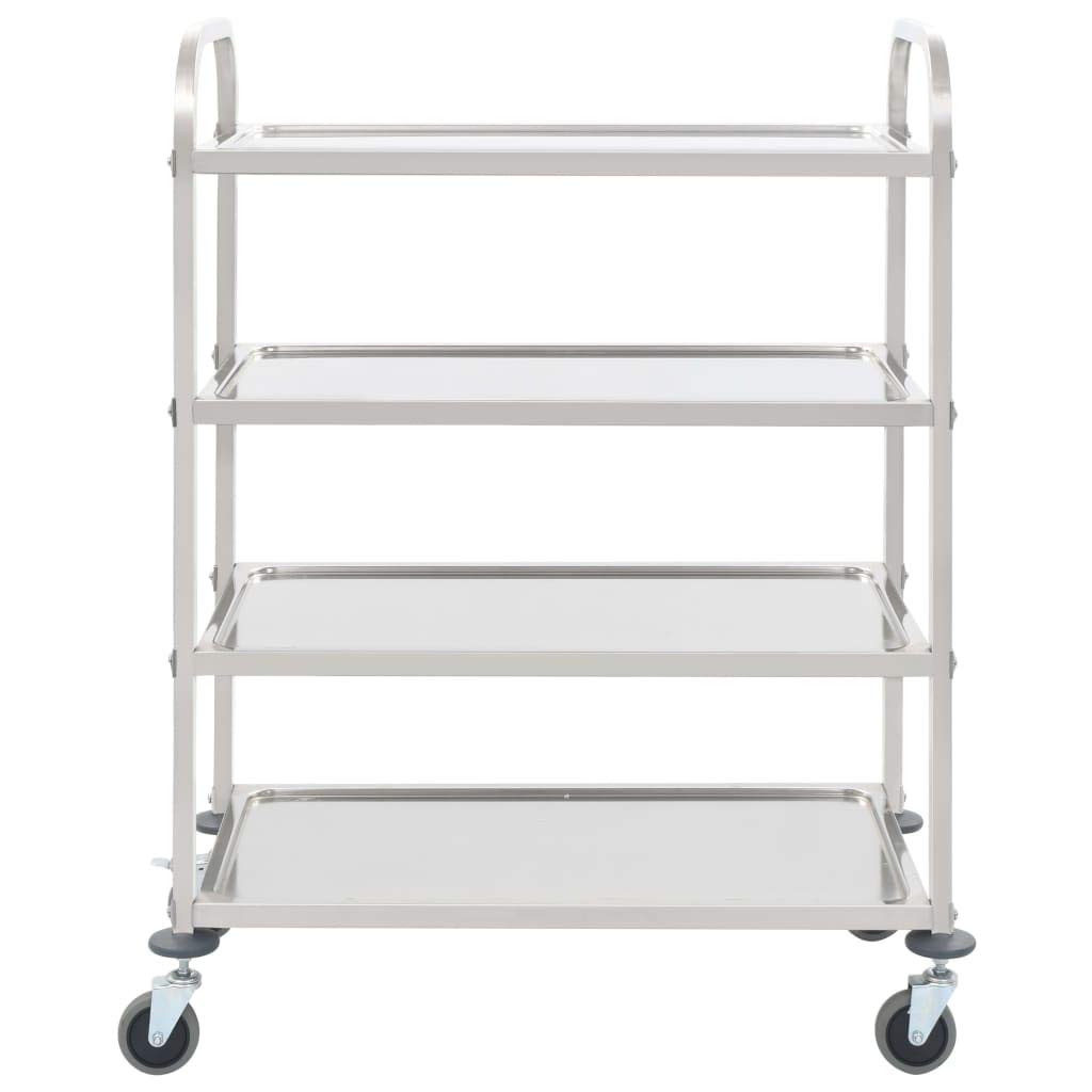 Wakects Carrello di Servizio in Acciaio Inox con 4 Ruote, 4 Livelli, 107x55cm, per Ristoranti