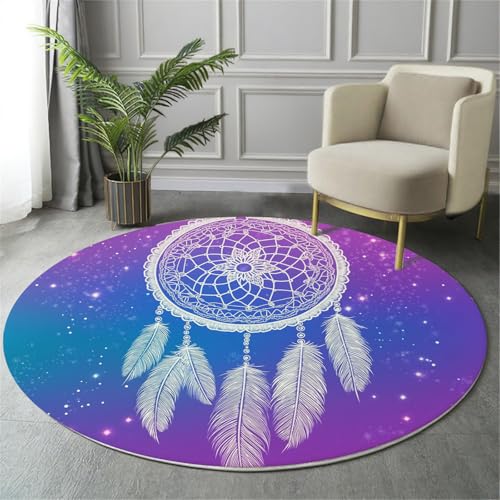 Tapis rond ciel étoilé attrape-rêves violet chambre bébé cocoon