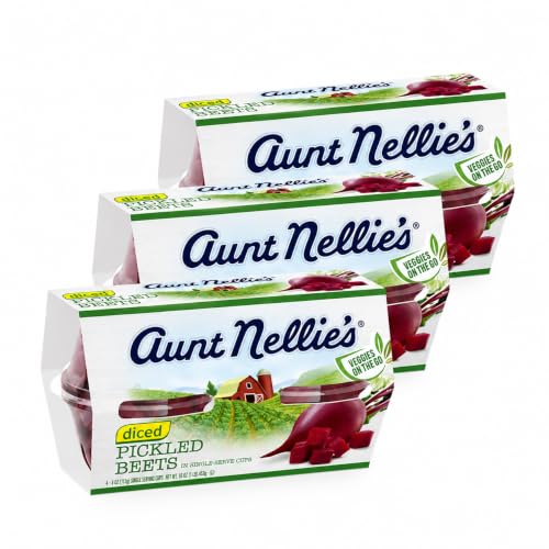Aunt Nellie’s Diced Pickled Beets – Ready-to-Eat Tangy Pickled Beet Bites – 3-4 Ounce Cups (3-Pack)
