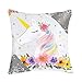 WERNNSAI Taie d'oreiller Licorne Paillettes - 40 x 40 cm Housses de Coussin Décoratives Carrées Oreiller Coussin Beiges pour Canapé Chaise Accueil Lit Voiture (Aucun Insertions d'oreiller)