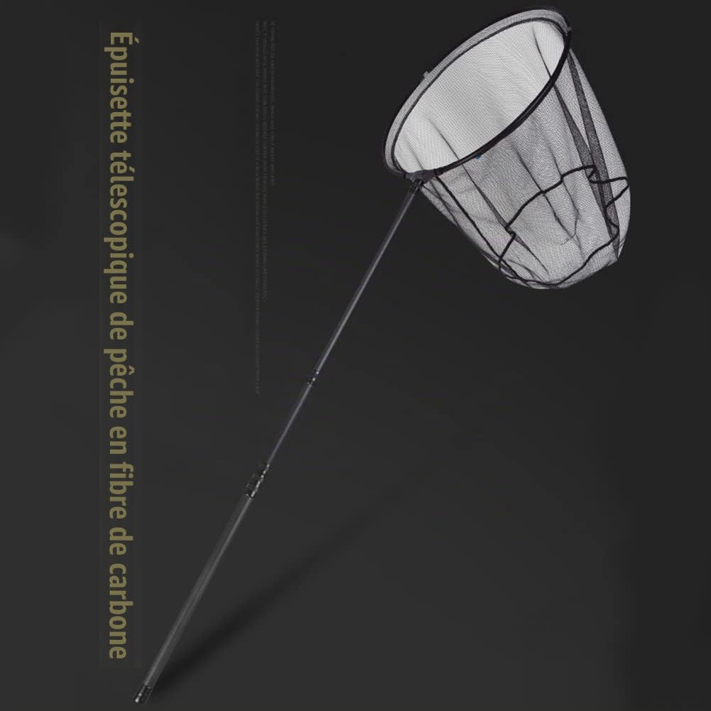 SPORTARC Épuisette de pêche portable en fibre de carbone avec manche long et manche pliable en fibre de carbone
