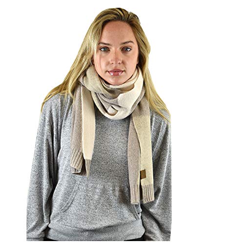 C.C Winter Warm Knit Tricolor Block Extra Long Shawl Scarf