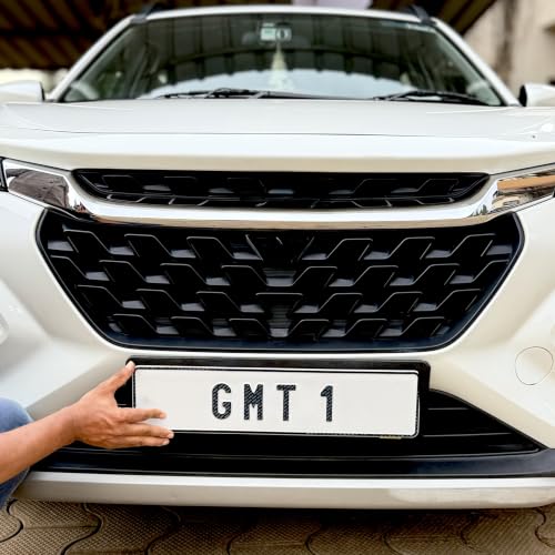 Image of Moto Utility Car Number Plate Set with Frames | Front & Rear | Premium Aluminium Die Pressed Plate | Customizable Registration Plate | Universal Fit | Fancy Use | 1 Year Warranty