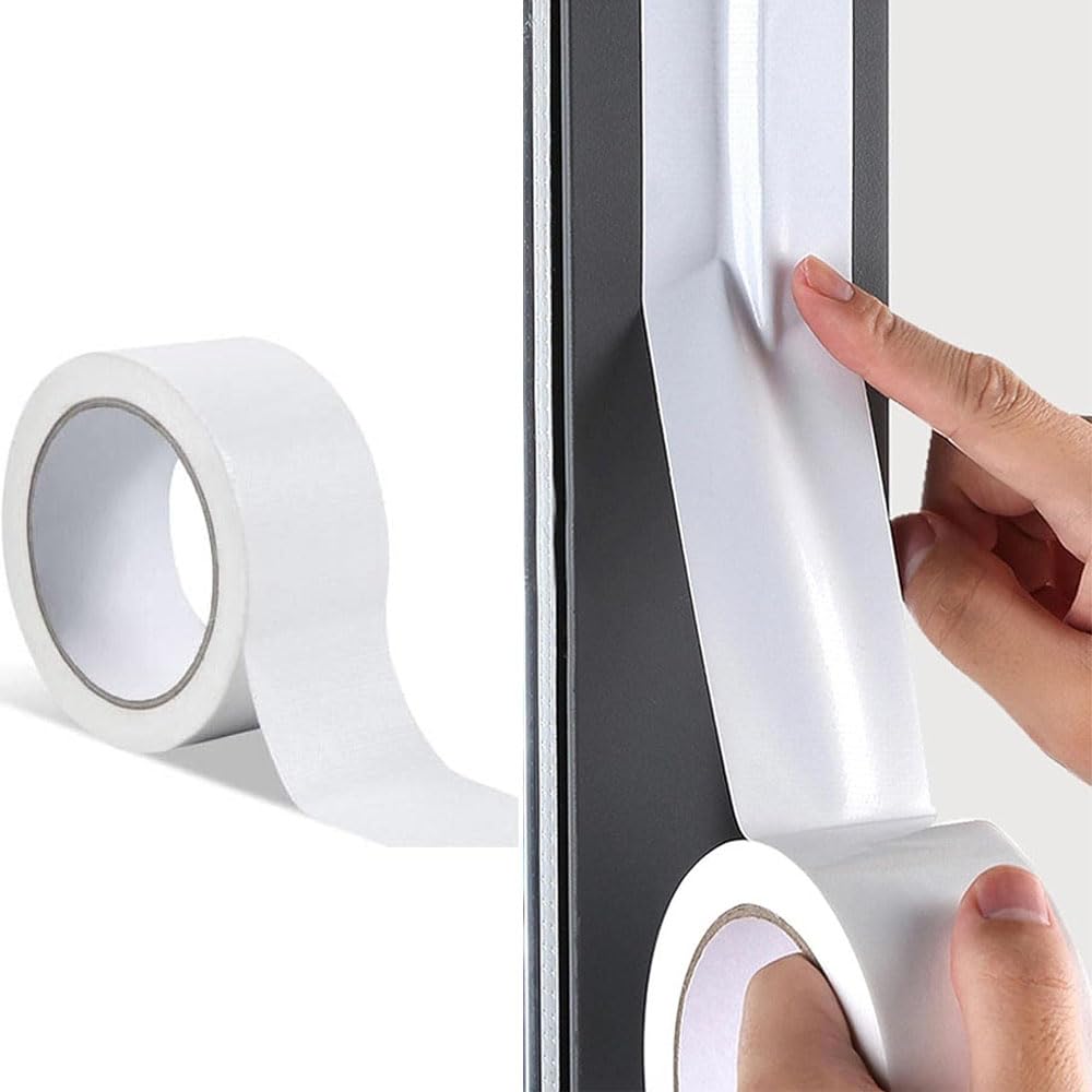 Amuer Window Waterproof Weather Sealing Tape,Self Adhesive Window Draft Sealing Film Tape Household No Residue Sealant Strip Noise Dust Insect Blocker Sealing Strip Easy Tear Windproof Tape-White