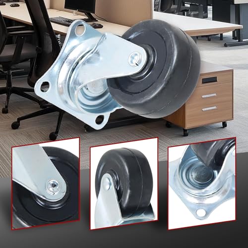 Findmall Roues à roulettes pivotantes de grande puissance paquet de 24 2 Base en caoutchouc de pouce avec plateau supérieur et roulement