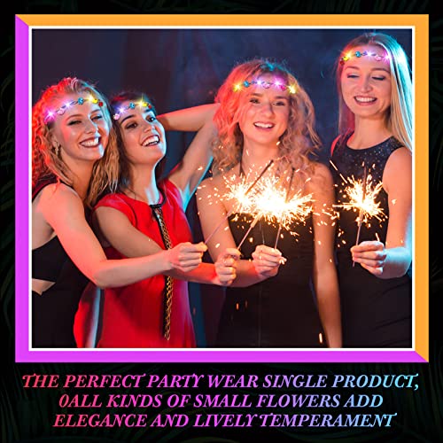50 Pcs Led Flower Crown Headband Light Up Fairy Flower Hair Jewelry Multicolor Floral Headpiece Wreath Headdress Hair Wreath For Women Girl Hair Styling Wedding Birthday Party Holiday #TOP5