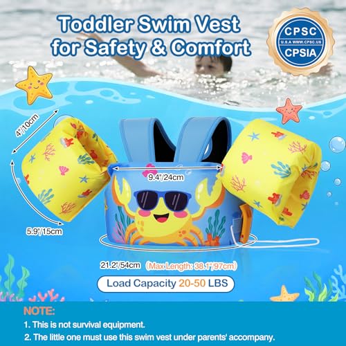 Image of MoKo Toddler Arm Floaties 20-50lbs, Swim Vest Water Wings for Kids Pool