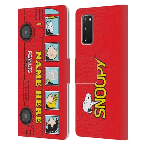 Étui portefeuille Galaxy S20 Peanuts avec personnalisation prénom design bus rouge