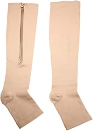 1 Pair Plus Size Compression Socks with Zipper for Women Men, Open Toe Support Socks for Varicose Veins