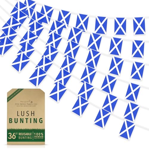 Premium Reusable Scotland Bunting - 42 Flag World Cup Bunting 2026 - As seen on TV 100% Premium Polyester - World Cup Decorations 2026 Football Party Banner (36ft 42 Scotland Flags)