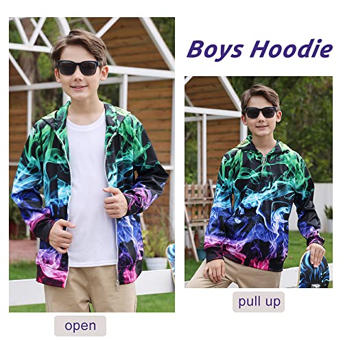 Colorful Smoke Sweatshirts For Teen Boys Size 11 3D Printed Long Sleeve Zip Up Hooded Hoodies Winter Jacket Hoody Pullover 10-12 Years #TOP1