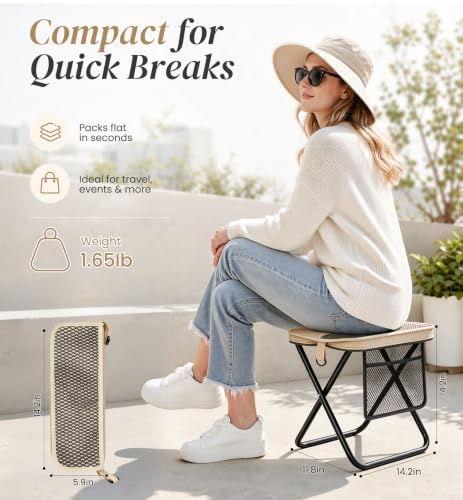 Fshyos 2 Pack Portable Folding Stools, 14.2" Collapsible Chairs for Adults - image 4
