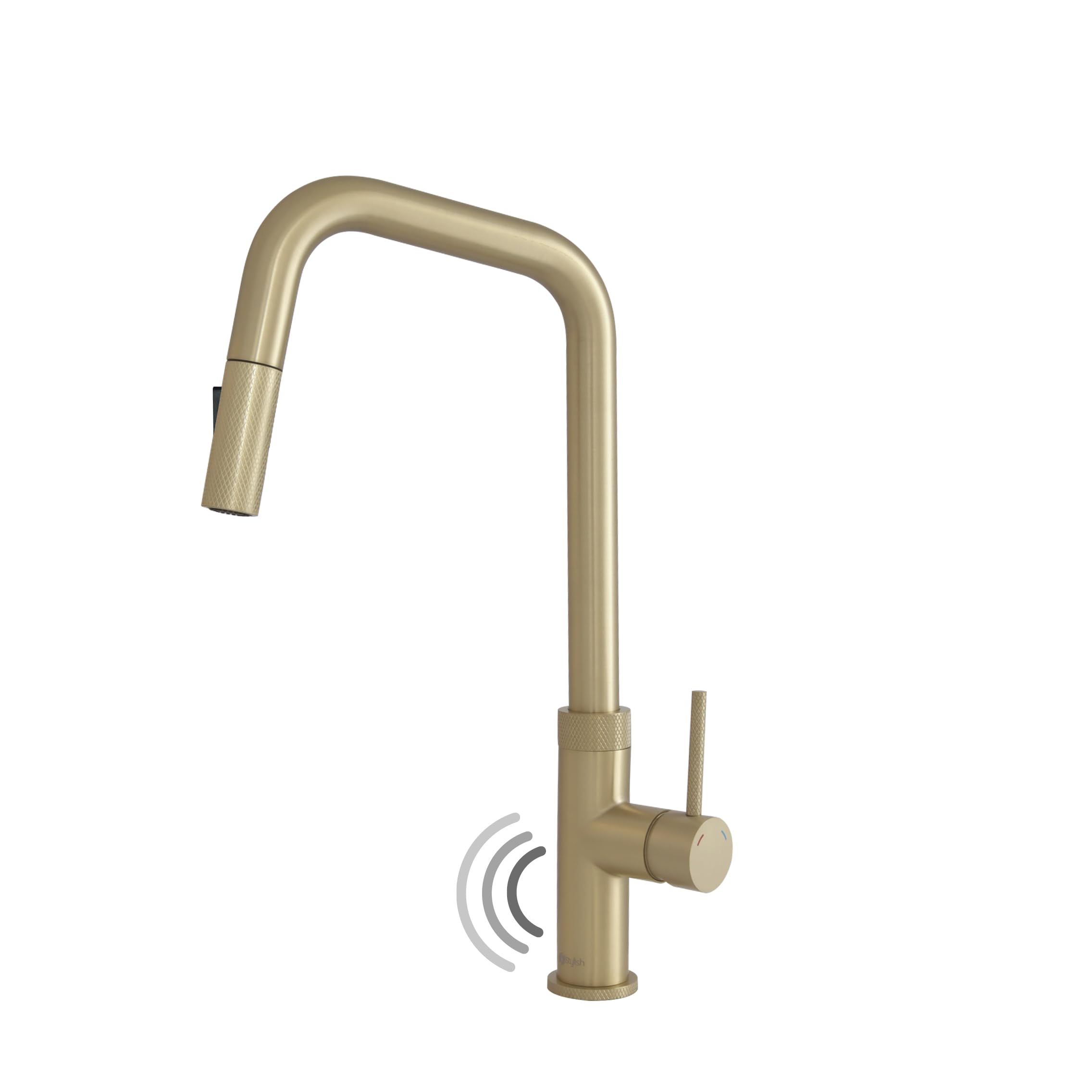 Grifo de cocina sin contacto K-150GM con rociador extraíble de acero inoxidable dorado
