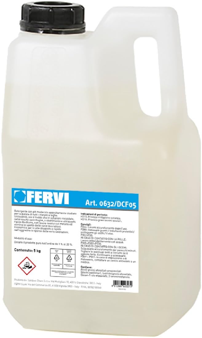 LIQUIDO LAVAPEZZI PER TUTTI I TIPI VASCHE AD ULTRASUONI 5 LITRI FERVI 0632/DCF05