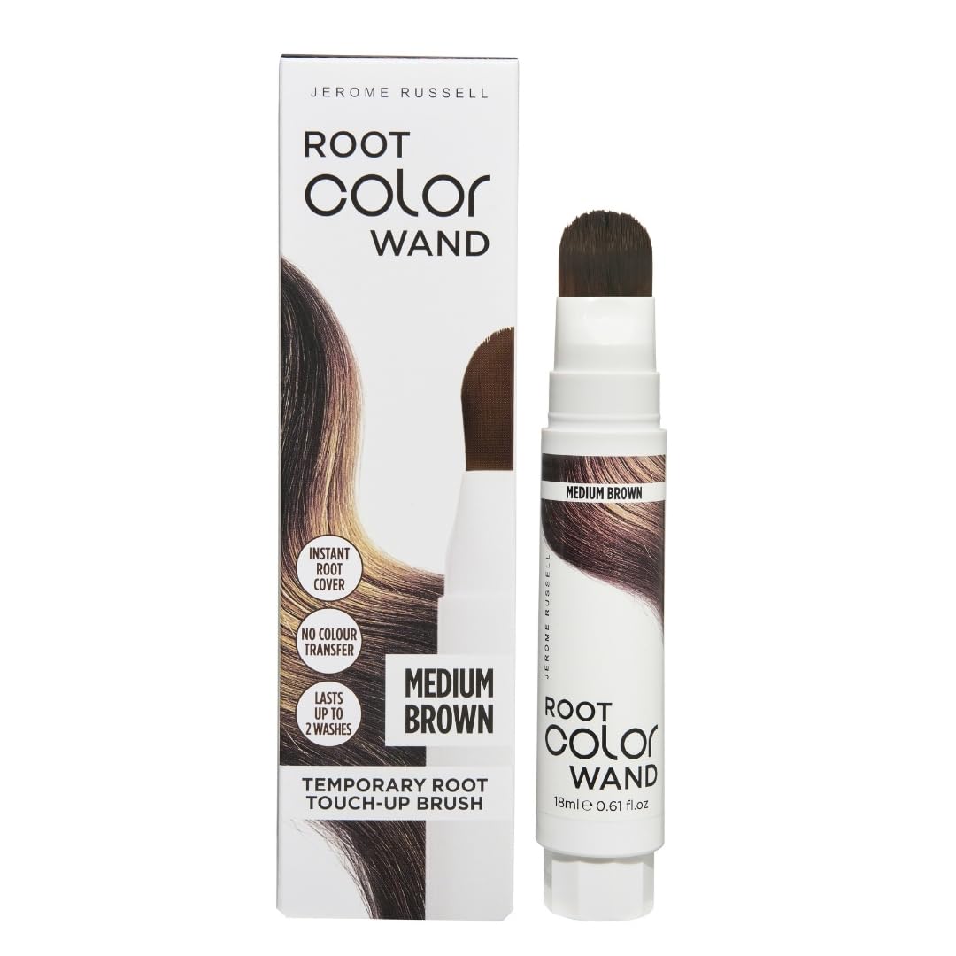 Jerome Russell Root Color Wand in MEDIUM BROWN | Instant Up To 100% Grey Coverage | Non-Sticky Formula | Long-Lasting Results | 18ml