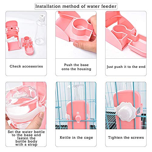 MEEQIAO Huisdier automatische waterdispenser, 500 ml ophangbaar, drankjes voor puppy's, cavia's, katten, hamsters… - Image 5