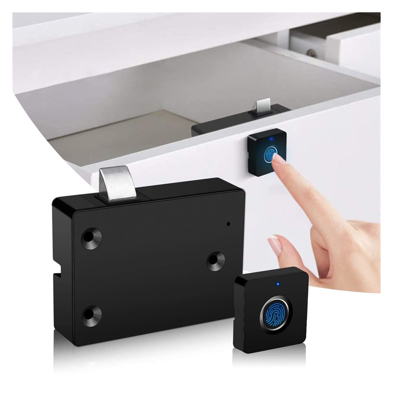 Front Door Lock Smart Home Biometric Fingerprint Lock Hidden Drawer Electronic Privacy File Storage Keyless Residential Security Protection(Fingerprint Version)
