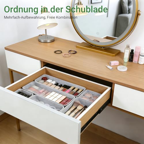 Kievano Schubladen Organizer Filz 8 Stück – Schubladeneinsatz für Büro, Bad, Küche & Nachttisch | Stapelbare Filzboxen für Schreibtisch & Schrank | Drawer Organizer in Hellgrau