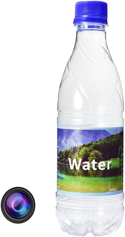 Omeiou Hidden Camera Water Bottle Spy Camera Full HD 1080P Mini DV Camera Portable Drinking Water Bottle Video Recorder with Motion Activated Detection Nanny Camera with 16GB Memory Card