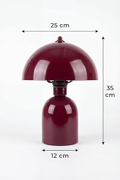 Marrien Luna Abajur, Bohem Masa Lambası ve Salon Oturma Odası Aydınlatması - Bordo - 25 cm – Modern Dekoratif Masa Lambası, Gece Lambası