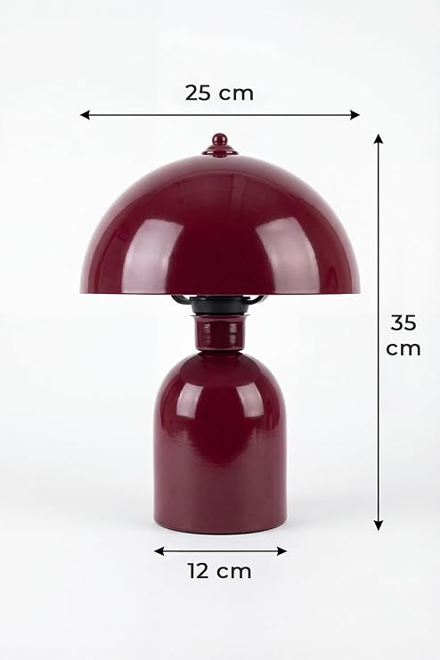 Marrien Luna Abajur, Bohem Masa Lambası ve Salon Oturma Odası Aydınlatması - Bordo - 25 cm – Modern Dekoratif Masa Lambası, Gece Lambası