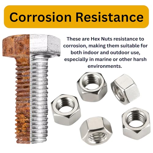 Image of Stainless Steel 202 Grade Hexagonal Nuts 7 Sizes M3, M4, M5, M6, M8, M10, M12 Assortment Pack of 740 Pcs with Storage Box