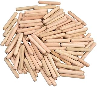 Wooden Dowel 100pcs Dowels Wood Fluted Dowel Pins Twill Hardwood Dowels Wood Plugs for DIY Craft Projects Carpenter Hobbyists 6mm x 40mm