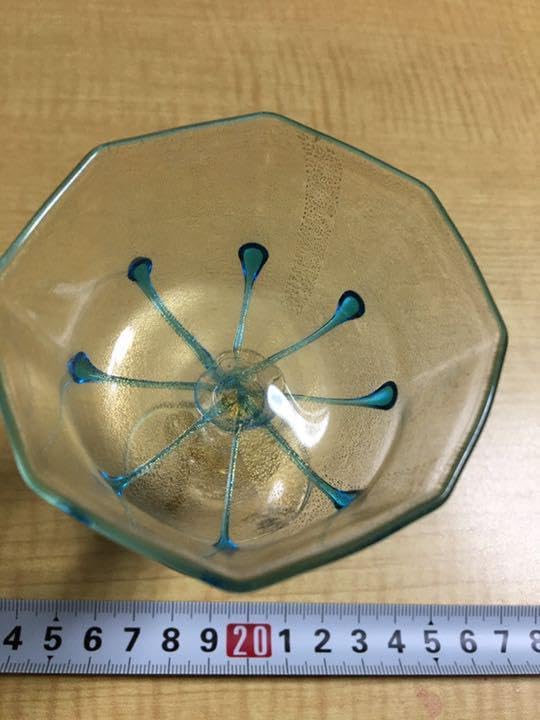 ベネチアングラス 金彩ブルー レア ベネチアングラス 金彩ブルー