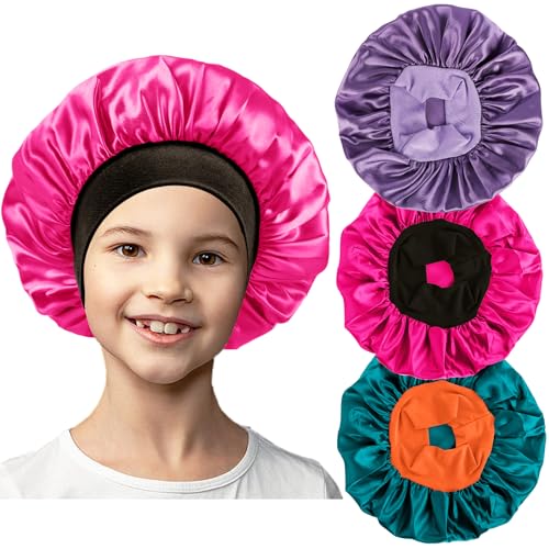 3 PCS Bonnet for Kids,Silk Bonnet for Sleeping Kids,Kids Bonnet for Girls,Satin Toddler Bonnet for Sleeping