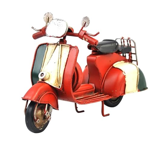 Tofficu Italian Scooter Metal Decor for Home Bar Red