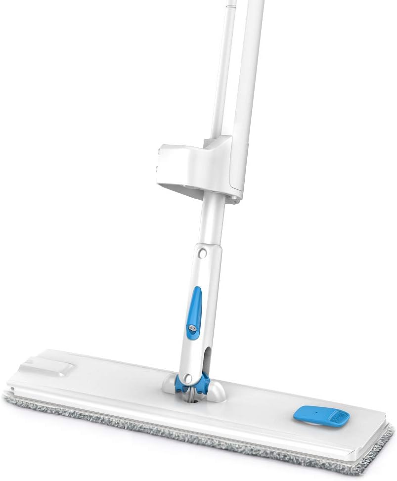 JASHEN Self Wringing Microfiber Mop Kit with 4 Reusable Pads, 360 Degree Dry and Wet Cleaning for Hardwood, Laminate, Wood, Tile (White)