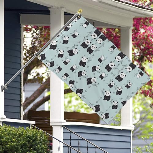 Drapeau de jardin panda en dessin animé pour décoration extérieure de cour