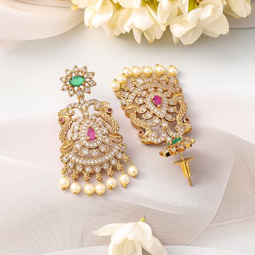 Image of Rubans American Diamond Zirconia Necklace Set Traditional Stylish Jewellery Gift for Women & Girls