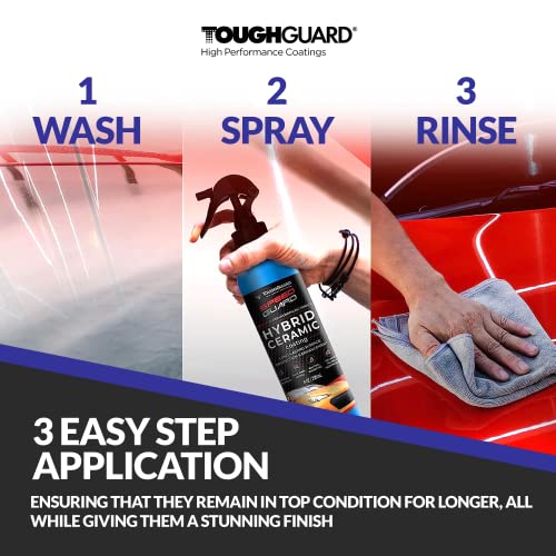 ToughGuard SpeedGuard Hybrid Spray-On Ceramic Coating for Cars Hydrophobic Paint Protectant Polish Sealant, Auto Detailing Car Cleaning Protection Supplies Products, 8 oz, 236 ml