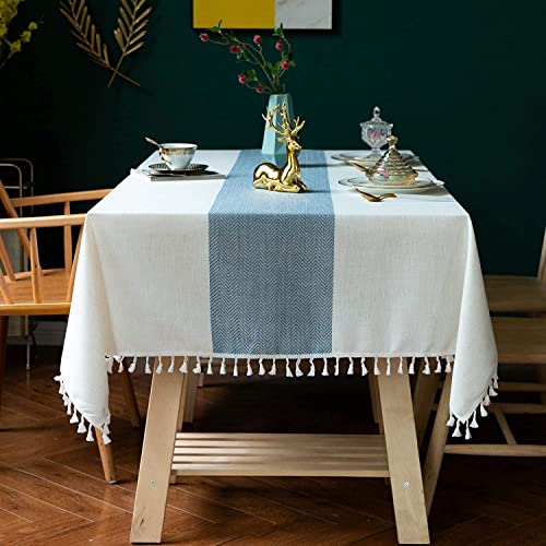 Image of Urban Space Sicilia Table Linen Collection - Premium Water & Stain Resistant Dining Table Cover for 6 Seater, Anti Skid Table Cloth for Center Table, 1 Piece (Mid Blue, 6 Seater 52 inch x 92 inch)