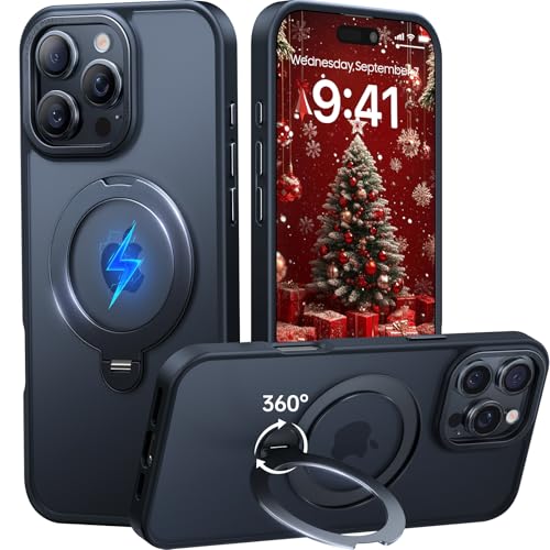 Image of for iPhone 16 Pro Case 360Spin Magnetic Stand, Fit for MagSafe, Shockproof of Military-Grade Protection, Magnetic Phone Case for iPhone 16 Pro with Kickstand Rotatable 6.3 inch, Black