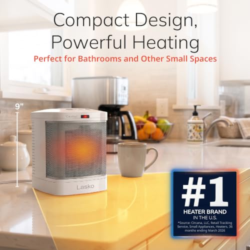 Image of Lasko 8 inch Ceramic Bathroom Space Heater - ALCI Safety Plug - White - CD08200