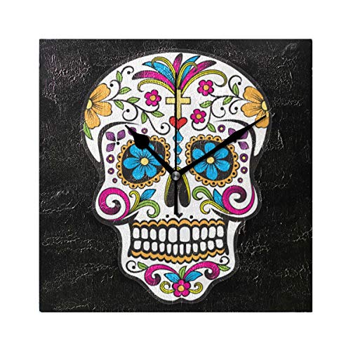 MONTOJ - Reloj de Pared con diseño de Calavera Mexicana