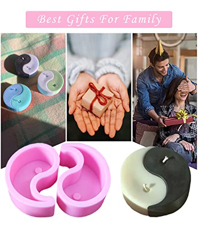 Topys 2-Pack Tai Chi Yin Yang Candle Silicone Molds Diy Handmake Soap Epoxy Resin Chocolate Candy Cake Mousse Casting Art Crafts Moulds For Holiday Gifts Party Supplies Home Decor #TOP5