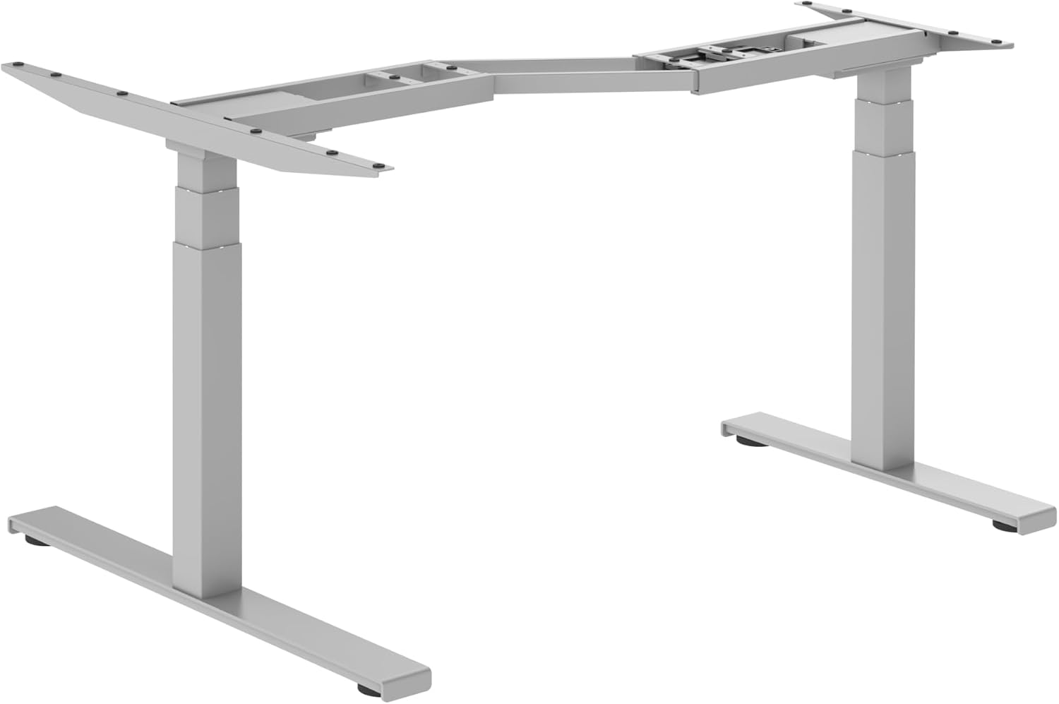 Lumi H henverstellbarer Eckschreibtisch - Elektrisches Gestell - H he 62-128 cm - Breite 125-165 cm - Silber - Mit Speicherfunktion