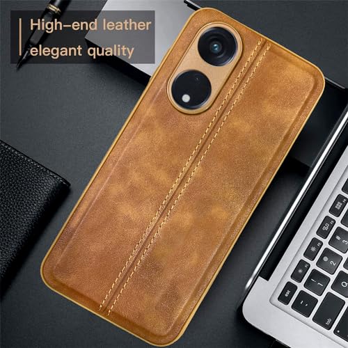 Image of A rtistque Premium Thread Leather Back Cover Case for Vivo T2 5G | Drop Protection | Smooth Grip | Raised Camera Edges | Vivo T2 5G Back Cover - Brown