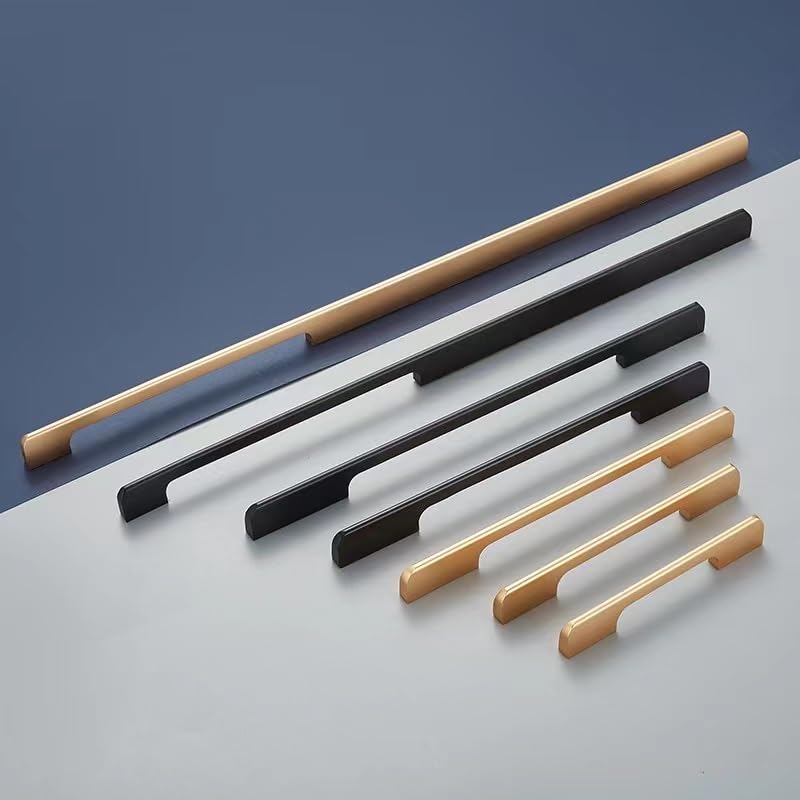 Tiradores Cajones Tiradores largos for puertas de armarios, 600 mm, 800 mm, 1000 mm, pomos de aleación de aluminio, tiradores negros y dorados for muebles, herrajes for armarios Tiradores Para Cajones